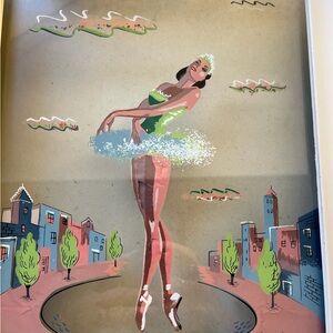 Vintage 1950’s Ballet Dancer Framed Lighted Art / Wall Lamp